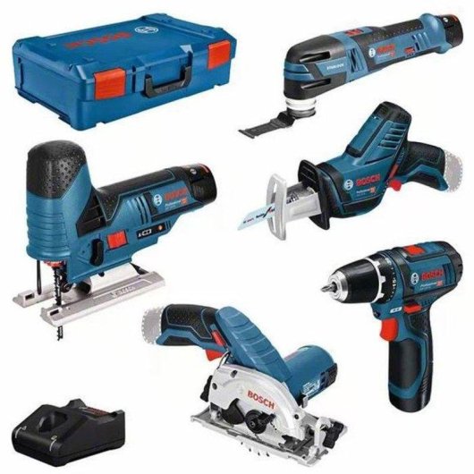 Kit Bosch Professional 12V 5 Utensili GSR/GST/GOP/GKS/GSA 3 Batterie 3Ah XL-BOXX