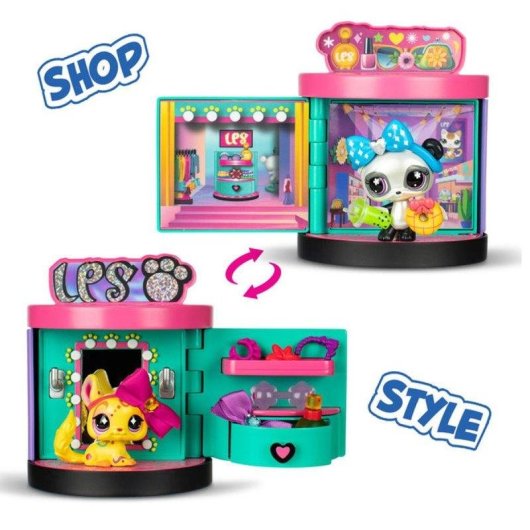 Juego Littlest Pet Shop Sweet & Style Boutique 4-en-1 (3 Petshops, 15 accesorios)