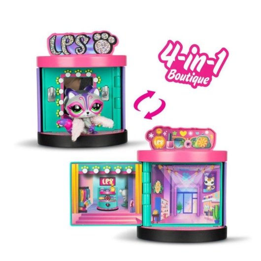 Juego Littlest Pet Shop Sweet & Style Boutique 4-en-1 (3 Petshops, 15 accesorios)