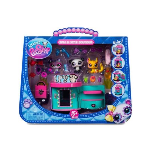 Juego Littlest Pet Shop Sweet & Style Boutique 4-en-1 (3 Petshops, 15 accesorios)