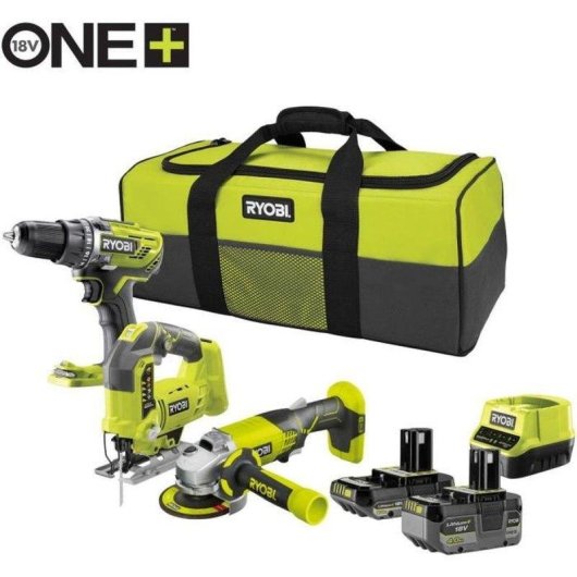 Kit de herramientas Ryobi One+ Combo 3 Herramientas Sin Cable con Baterías