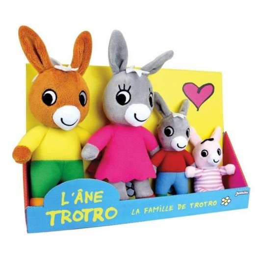 Jemini Peluches Set Trotro Family 4 Peças 15/23/11 cm Felpa Bordada