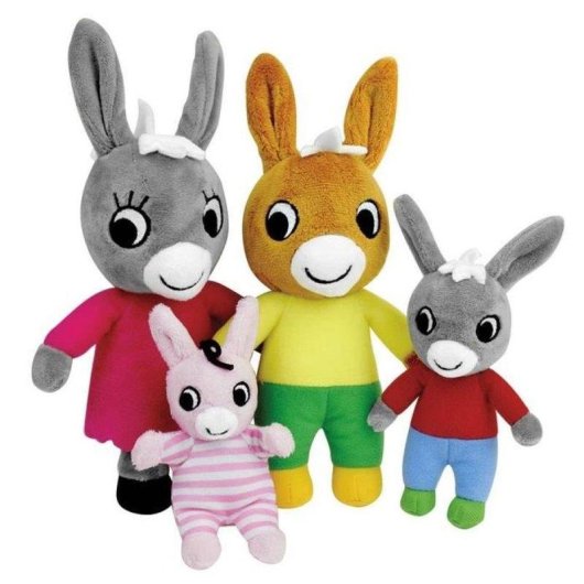 Jemini Peluches Set Trotro Family 4 Peças 15/23/11 cm Felpa Bordada