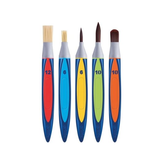 Lot de 5 Pinceaux Plats Synthétiques Pelikan pour Beaux-Arts