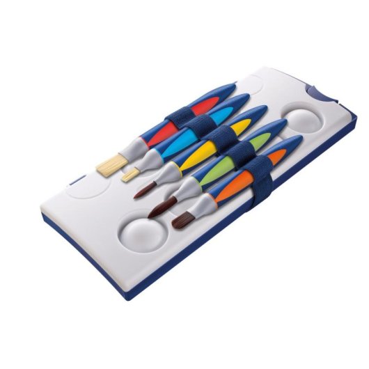 Lot de 5 Pinceaux Plats Synthétiques Pelikan pour Beaux-Arts