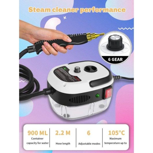 Limpiateur vapeur 2500W haute température portable avec brosses cuisine salle de bain voiture