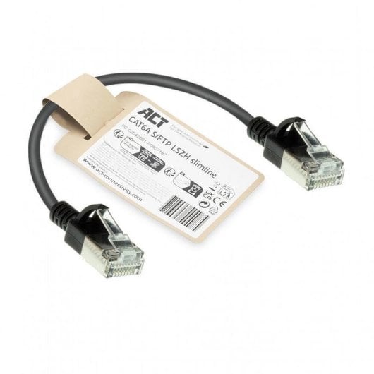 Netzwerkkabel ACT CAT6A slimline S/FTP LSZH Schwarz 0,15 m