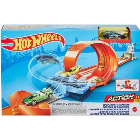 Circuito Hot Wheels Looping Champion Action con 1 Auto 1:64 Doppio Lanciatore