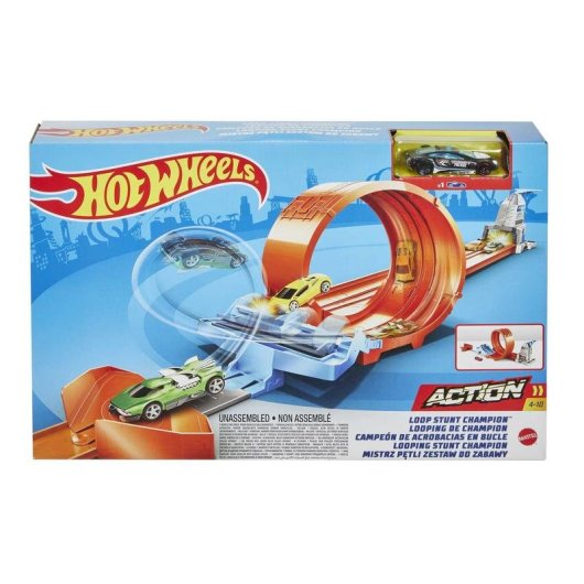 Circuito Hot Wheels Looping Champion Action con 1 Auto 1:64 Doppio Lanciatore