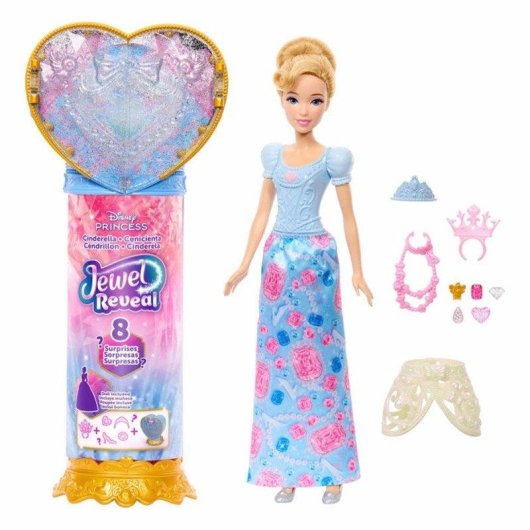 Puppe Disney Princess Jewel Reveal Aschenputtel mit abnehmbarem Rock und Schmuck