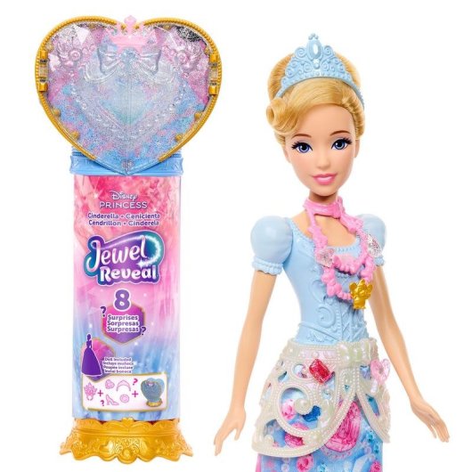 Puppe Disney Princess Jewel Reveal Aschenputtel mit abnehmbarem Rock und Schmuck