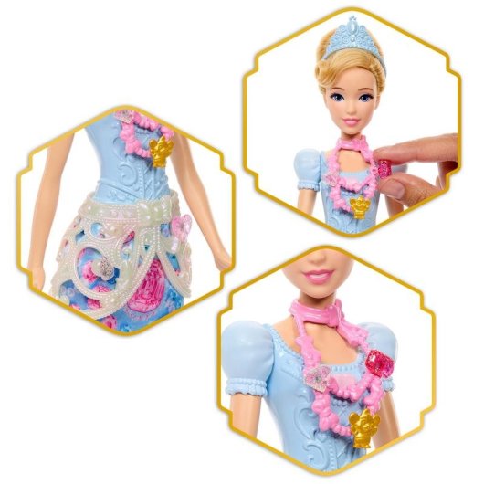 Puppe Disney Princess Jewel Reveal Aschenputtel mit abnehmbarem Rock und Schmuck