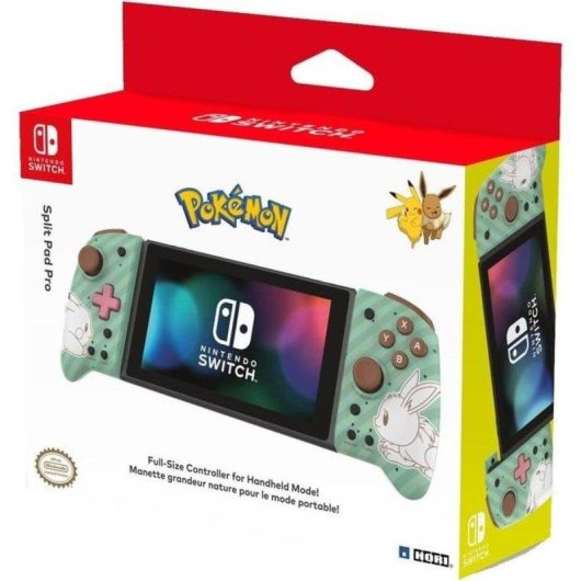 Comando Hori Split Pad Pro Pikachu & Eevee para Nintendo Switch, com fio, sticks analógicos completos, D-pad, gatilhos traseiros, turbo