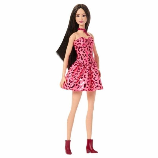 Barbie Fashionistas JJN59 Bambola 32 cm Vestito Rosa Leopardo Stivali