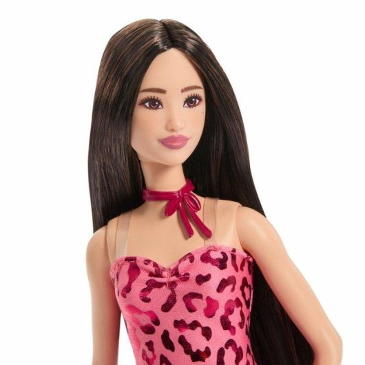 Barbie Fashionistas JJN59 Bambola 32 cm Vestito Rosa Leopardo Stivali
