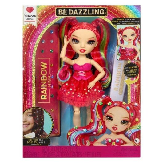 Poupée de mode Rainbow High Vivienne Rouge avec outil bedazzler et pierres