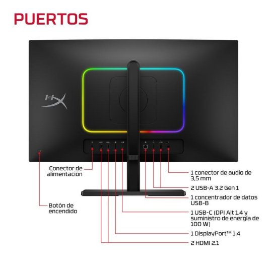 Monitor HP HyperX OMEN OLED 27qs 27" Quad HD 500Hz OLED Ajuste altura