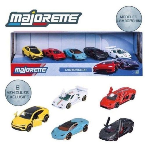 Kit Regalo Majorette 5 Veicoli Metallizzati 1/64 Stile Lamborghini
