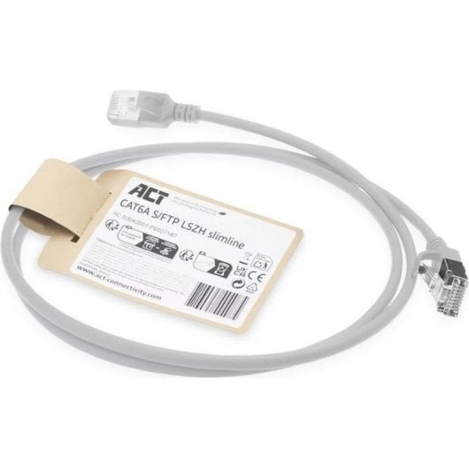 Cable de red ACT CAT6A slimline S/FTP LSZH 0,5 m gris