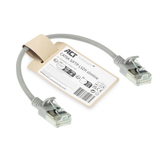 Cavo di rete ACT CAT6A Slimline S/FTP LSZH 0,25 m grigio