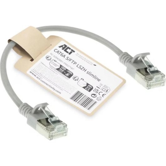 Cavo di rete ACT CAT6A Slimline S/FTP LSZH 0,25 m grigio