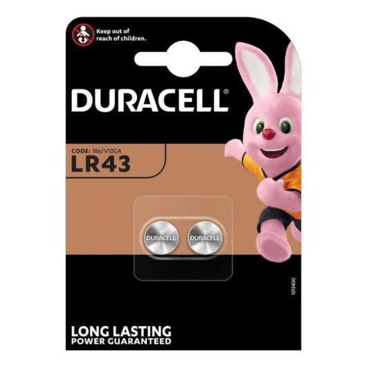 Pila Duracell LR43 Alcalina 1,5V Bottone Pack 2