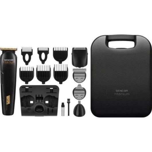 Máquina de Cortar Cabelo Profissional Sencor SHP 8305BK Sem Fios 60min 12 Pentes LED