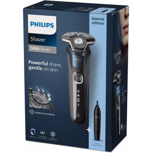 Rasoio Viso Philips Series 5000 S5889/11 Senza Filo 60min Wet & Dry 3 Testine Flessibili