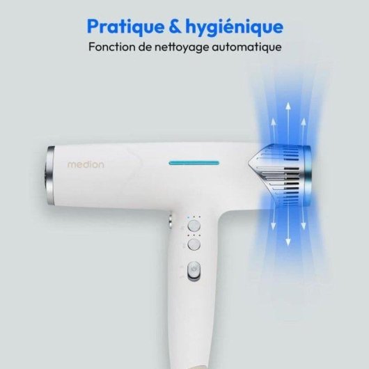 Sèche-cheveux Ionique Medion MD19984 1500W 3 Températures 3 Vitesses Accessoires Blanc