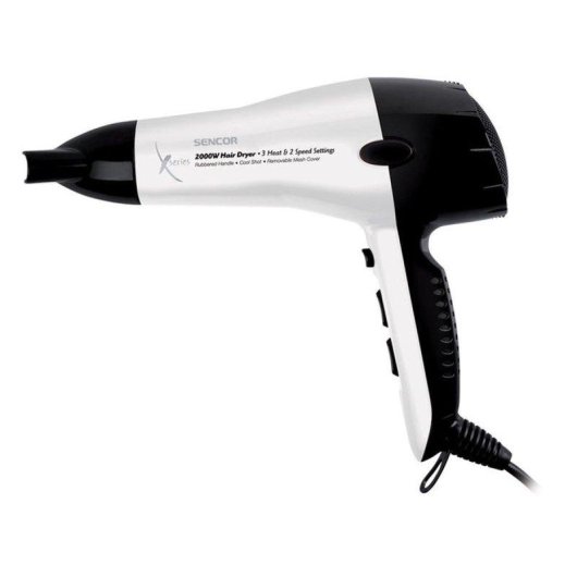 Secador de Cabelo Leve Sencor SHD 6600W 2000W 3 Temperaturas 2 Velocidades Ar Frio Preto Branco