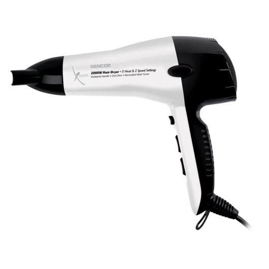 Secador de Cabelo Leve Sencor SHD 6600W 2000W 3 Temperaturas 2 Velocidades Ar Frio Preto Branco