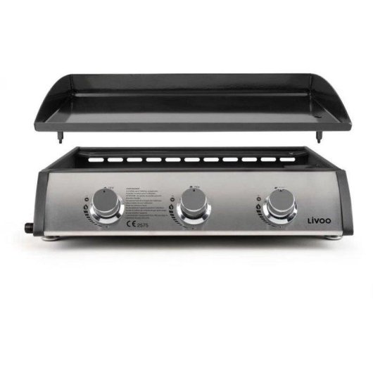 Plancha de gas Livoo DOC277 3 quemadores 7,5 kW acero esmaltado 61 x 38 cm