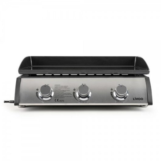 Plancha de gas Livoo DOC277 3 quemadores 7,5 kW acero esmaltado 61 x 38 cm
