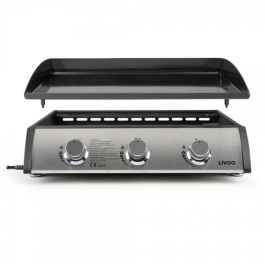 Plancha de gas Livoo DOC277 3 quemadores 7,5 kW acero esmaltado 61 x 38 cm