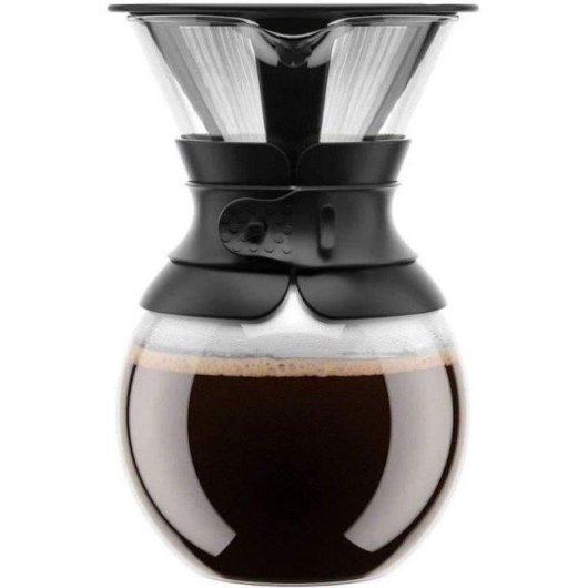 Caffettiera manuale Bodum Pour Over 1,0 L nera con filtro inox