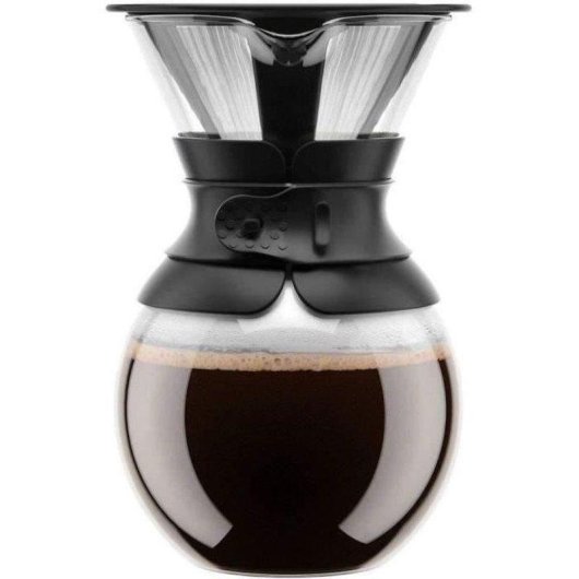 Caffettiera manuale Bodum Pour Over 1,0 L nera con filtro inox