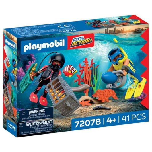 Jouet Playmobil 72078 Police Plongeuse Coffre Trésor Scooter 41 Pièces