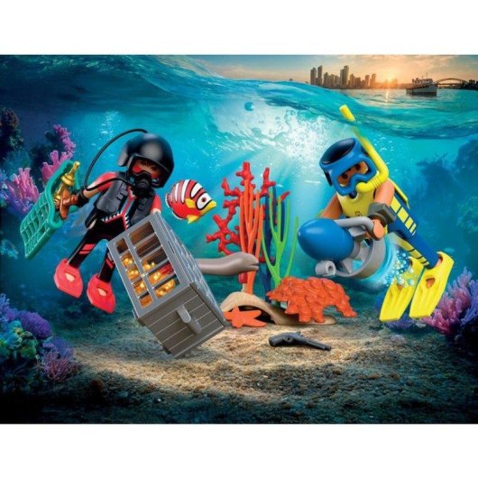 Jouet Playmobil 72078 Police Plongeuse Coffre Trésor Scooter 41 Pièces