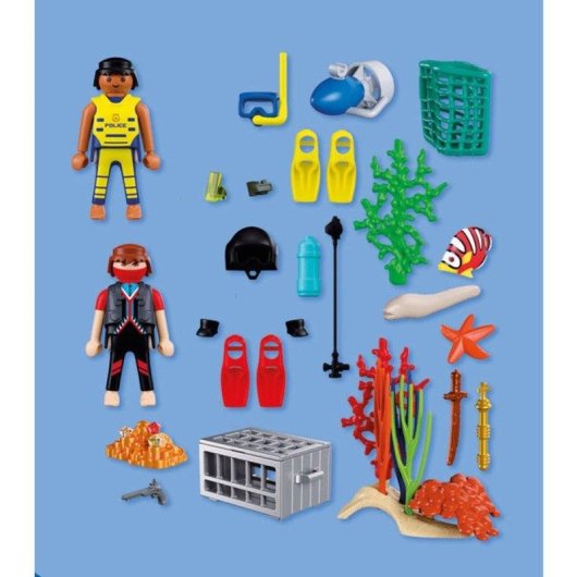 Jouet Playmobil 72078 Police Plongeuse Coffre Trésor Scooter 41 Pièces