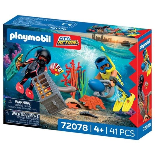 Jouet Playmobil 72078 Police Plongeuse Coffre Trésor Scooter 41 Pièces