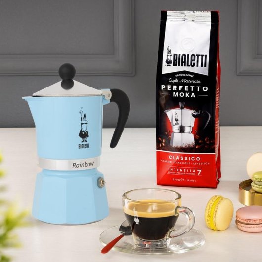 Cafetera italiana Bialetti Moka Express Rainbow 6 tazas 300 ml azul