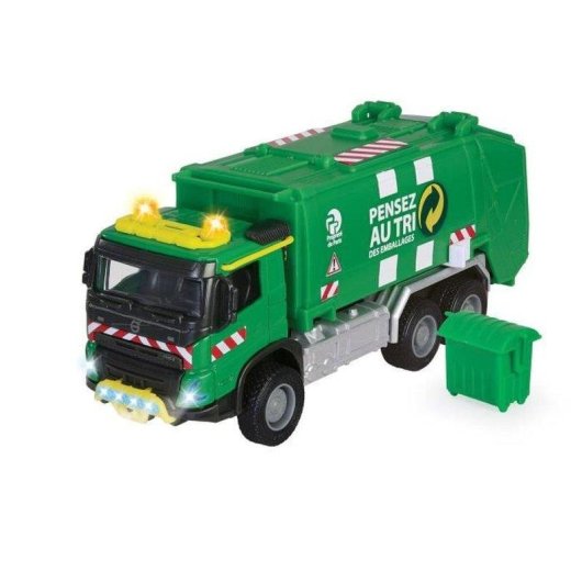 Camion Benne Majorette Volvo 1/43 Vert 25 cm Son Lumière Pièces Mobiles Contenant