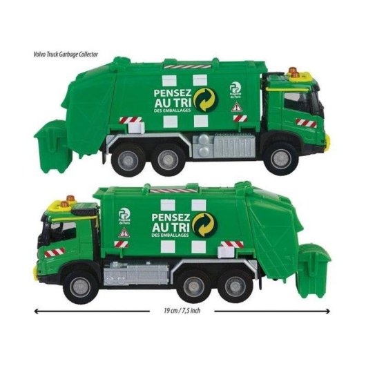 Camion Benne Majorette Volvo 1/43 Vert 25 cm Son Lumière Pièces Mobiles Contenant