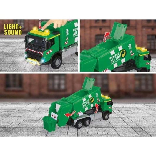 Camion Benne Majorette Volvo 1/43 Vert 25 cm Son Lumière Pièces Mobiles Contenant