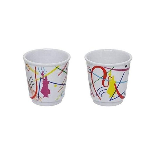 Cafetera italiana Bialetti Mini Express Kandinsky 2 tazas 90 ml con set de tazas