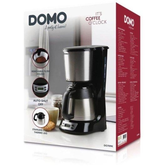 Cafetera de goteo Domo DO709K 1 L 1000 W con temporizador LCD 24 H
