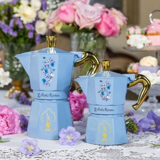 Cafetera italiana Bialetti Moka Express Bridgerton 6 tazas 250 ml azul pastel