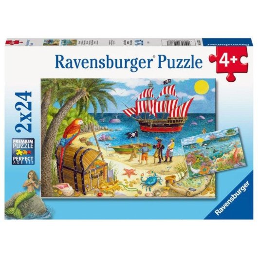 Puzzle Ravensburger Kids Piraten und Meerjungfr. 2x24 Teile + Poster