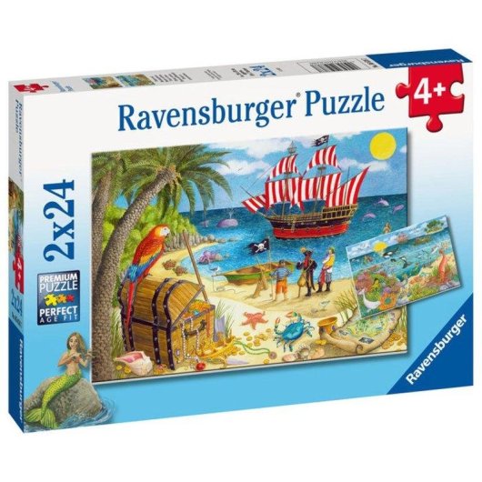 Puzzle Ravensburger Kids Piraten und Meerjungfr. 2x24 Teile + Poster