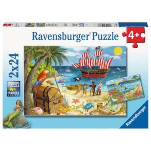 Puzzle Ravensburger Kids Piraten und Meerjungfr. 2x24 Teile + Poster